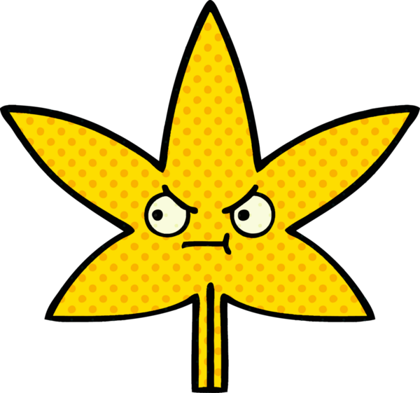 Bir insan tarafından çizilmiş güz yaprağının çizgi romanı.