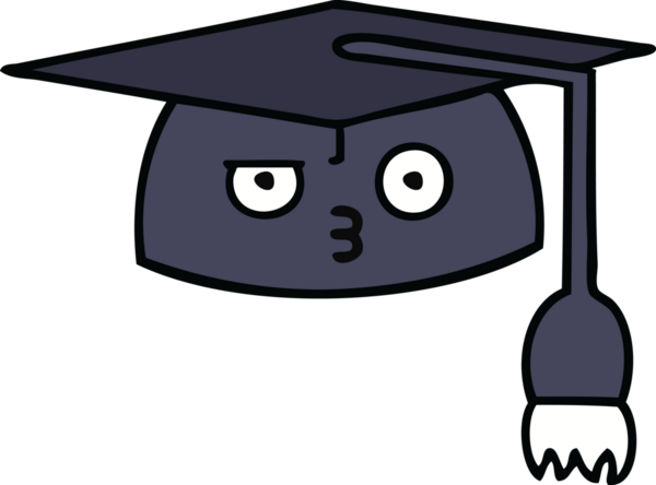 Mezuniyet şapkası bir insan tarafından çizilmiş şirin bir çizgi film.