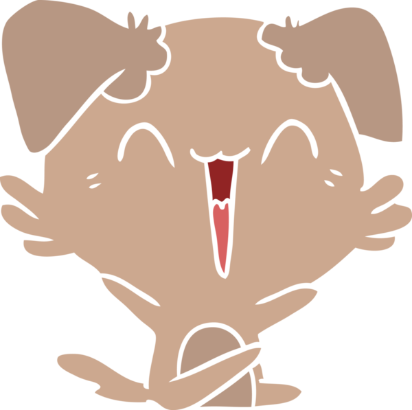 Mutlu küçük köpek düz renkli çizgi film bir insan tarafından çizildi.