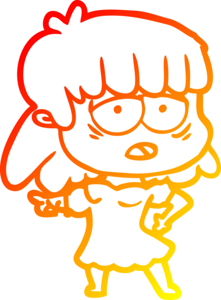 Bir insan tarafından çizilmiş, karikatür çizen, yorgun bir kadın.