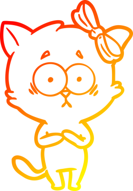 Bir insan tarafından çizilmiş çizgi film kedisinin sıcak çizgi çizimi