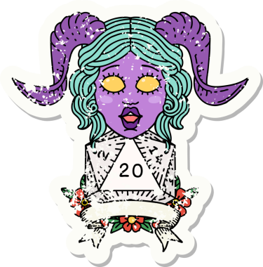 Retro Dövme Biçimi Bir insan tarafından çizilmiş doğal 20 D20 rulo ile sıralanır