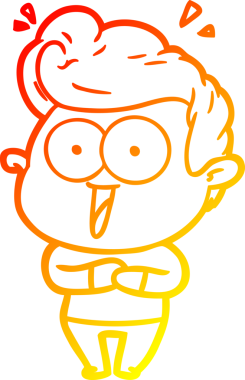 Bir insan tarafından çizilmiş, heyecanlı bir çizgi film çizimi.