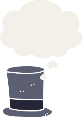 Düşünce baloncuğu olan çizgi film şapkası insan tarafından çizilmiş.