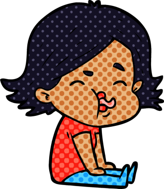 Bir insan tarafından çizilen karikatür kızı.