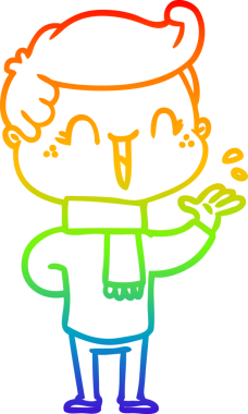 Gökkuşağının gradyan çizimi bir insan tarafından çizilmiş bir çizgi film karakteri.