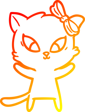 Bir insan tarafından çizilmiş çizgi film kedisinin sıcak çizgi çizimi