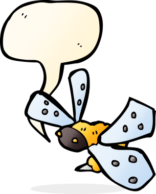 Bir insan tarafından çizilmiş konuşma balonlu çizgi film arısı.