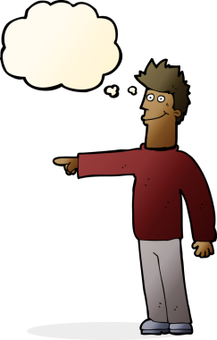 Bir insan tarafından çizilmiş düşünce balonlu mutlu bir adam.