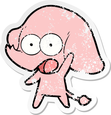 Bir insan tarafından çizilmiş şirin bir filin sıkıntılı çıkartması