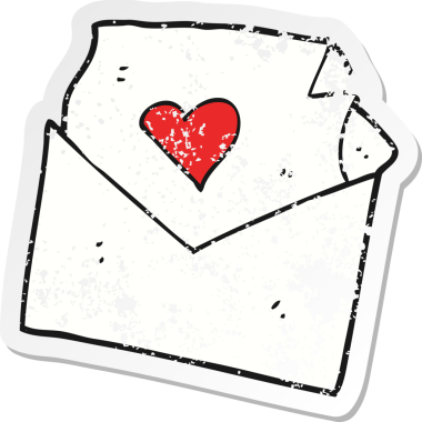 Bir insanın çizdiği karikatür aşk mektubunun gerilimli yapıştırması.