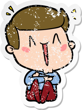 Bir insan tarafından çizilmiş mutlu bir adamın sıkıntılı çıkartması.