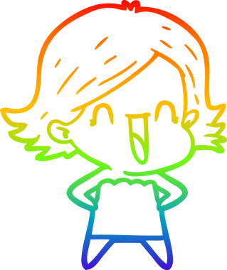 gökkuşağı gradyan çizimi bir insan tarafından çizilmiş mutlu bir kadın çizgi