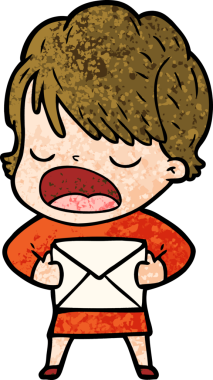 Bir insan tarafından çizilmiş bir karikatür kadın konuşuyor.