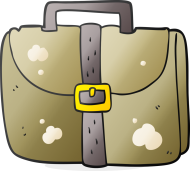 Bir insan tarafından çizilmiş eski bir çalışma çantası.