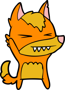 Bir insan tarafından çizilmiş tilki çizgi film karakteri