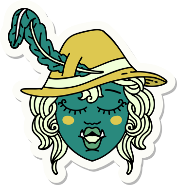 Bir insan tarafından çizilmiş Ork ozan karakterinin çıkartması