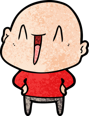 Bir insan tarafından çizilmiş mutlu, kel adam.