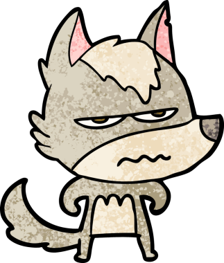 Bir insan tarafından çizilmiş rahatsız kurt çizgi filmi.