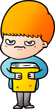 Bir insan tarafından çizilmiş sinirli çizgi film çocuğu.