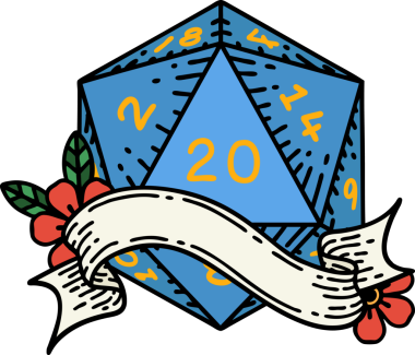 Retro Dövme Biçimi Doğal 20 D20 zar bir insan tarafından çizildi