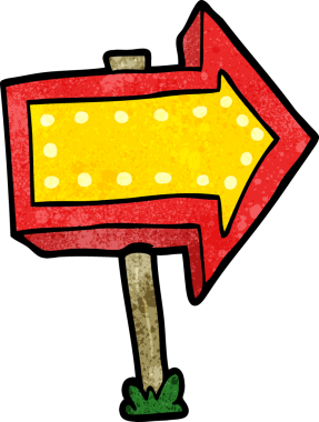 bir insan tarafından çizilmiş ok işaretini gösteren çizgi film