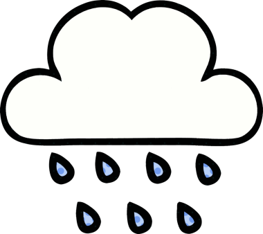 Bir insan tarafından çizilmiş bir yağmur bulutu çizgi filmi.