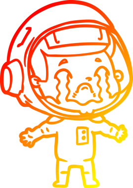 Bir insan tarafından çizilmiş, ağlayan bir astronotun sıcak çizgi çizimi