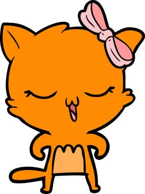 Bir insan tarafından çizilmiş kafasında yay olan çizgi film kedisi.