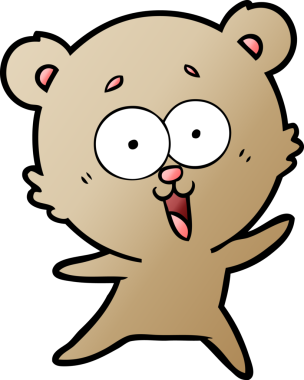 Bir insan tarafından çizilmiş gülen oyuncak ayı çizgi filmi.