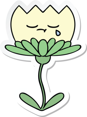 Bir insan tarafından çizilmiş şirin bir karikatür çiçeğinin çıkartması.