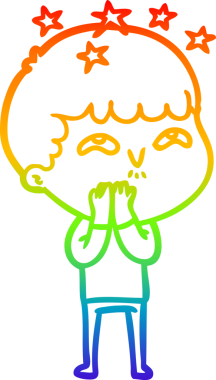 gökkuşağının gradyan çizimi bir çizgi film karakteri tarafından çizilmiş.