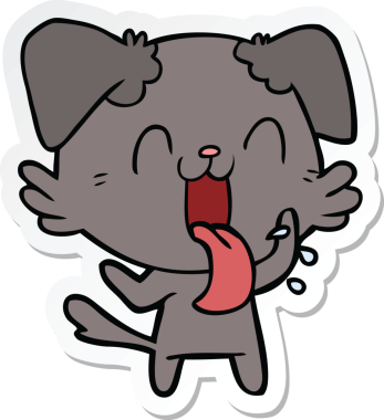 Bir insan tarafından çizilmiş nefes nefese kalmış bir köpeğin çıkartması.