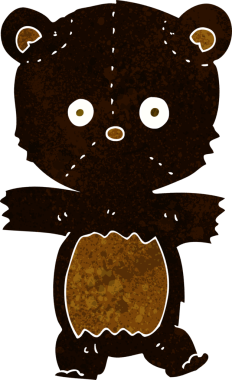 Bir insan tarafından çizilmiş sevimli çizgi film kara ayısı.