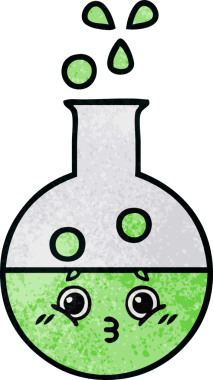 Bir insan tarafından çizilmiş bir test tüpünün retro grunge desen karikatürü