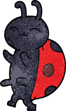 Bir insan tarafından çizilmiş sevimli karikatür uğur böceği.