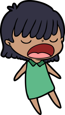 Çizgi filmdeki kadın bir insan tarafından yüksek sesle çizilmiş.