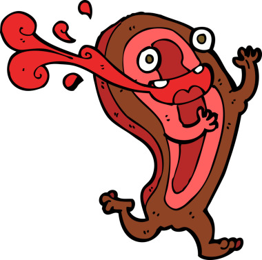 Bir insan tarafından çizilmiş nadir biftek karikatürü karakteri.