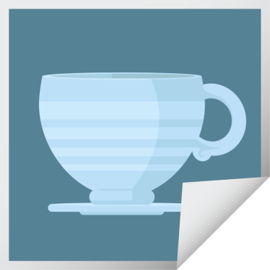 Bir insan tarafından çizilmiş kahve fincanı grafik vektör kare etiketi