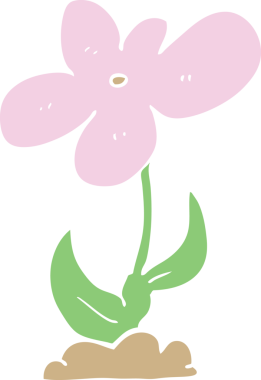 Bir insan tarafından çizilmiş düz renk çizgi film çiçeği