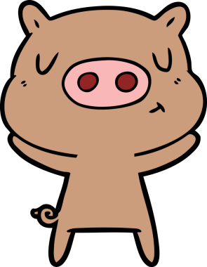 Bir insan tarafından çizilmiş çizgi film içerikli domuz.