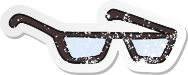 Bir insan tarafından çizilmiş karikatür gözlüğünün gerilimli yapıştırması.