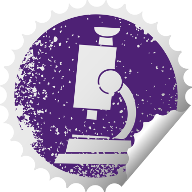 Bir insan tarafından çizilmiş bilim mikroskobunun çizilmiş dairesel soyma etiketi.