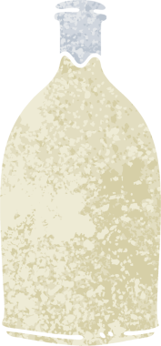 Bir insan tarafından çizilmiş garip bir illüstrasyon tarzı süt şişesi.