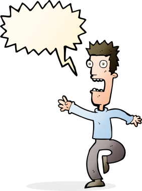 Bir insan tarafından çizilmiş konuşma balonlu çığlık atan adam çizgi filmi.