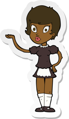 Bir insan tarafından çizilmiş bir çizgi film garsonunun çıkartması.