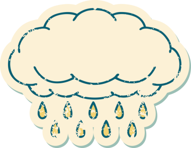 Bir insan tarafından çizilen yağmur bulutunun sembolik dövmeli görüntüsü