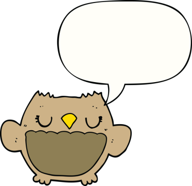 bir insan tarafından çizilmiş konuşma baloncuklu bir baykuş.