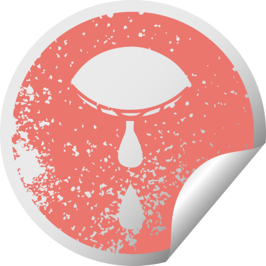 Bir insan tarafından çizilmiş ağlayan bir gözün sıkıntılı dairesel soyulan çıkartması.