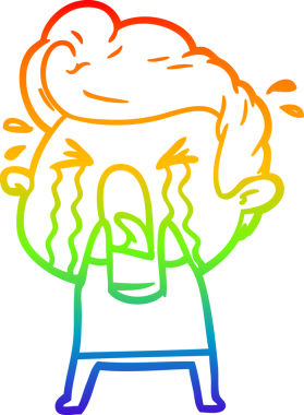 Bir insan tarafından çizilmiş ağlayan bir adamın çizdiği gökkuşağı gradyan çizgisi.